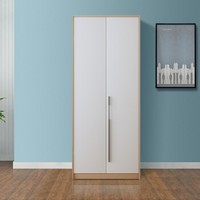 中伟二门木质更衣柜简约北欧衣柜员工储物柜卧室衣橱柜衣帽柜出租公寓板式组装简易衣柜 白色 830*500*2000