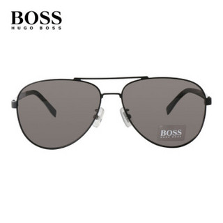 HUGO BOSS 雨果博斯 男款黑色镜框黑色镜腿灰色镜片眼镜太阳镜 0806/F/S QILY1 62MM