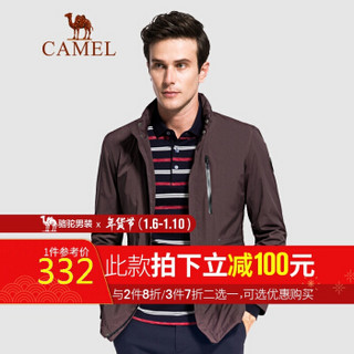 骆驼（CAMEL）男装 冬季立领纯色无弹时尚休闲男青年中长款风衣 D7G110384 枣红XXXL