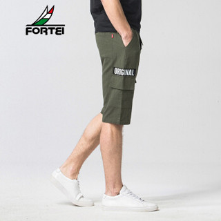 富铤（FORTEI）男士短裤 2020夏季新款休闲潮流日常百搭宽松薄款多袋五分工装裤 39651012 军绿 XL