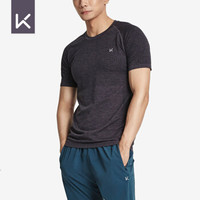 Keep 男子Coolmax修身速干训练T恤健身运动短袖10669 黑花灰 XL