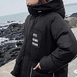 MAX WAY 女装 2019年秋冬韩版ins工装外套新款休闲连帽棉服QDmw0818 黑色 2XL