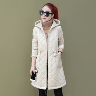 冬季新款女装新品棉服女中长款外套女大码加绒加厚收腰棉服连帽上衣潮