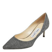 JIMMY CHOO 周仰杰 女士ROMY 60系列银黑色织物高跟鞋 ROMY 60 LAG 247 ANTHRACITE 35.5