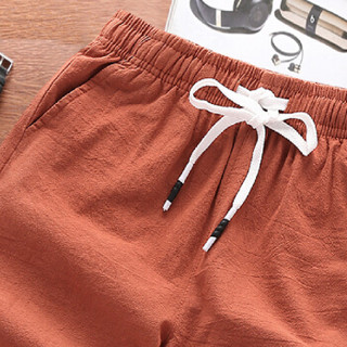 卡帝乐鳄鱼（CARTELO）五分裤 2019夏季新款男士时尚简约纯色五分休闲短款YF555橘色XL