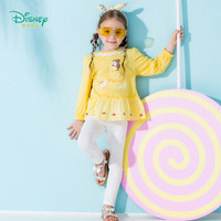 迪士尼(Disney)童装 女童套装2019春秋新款公主长袖T恤外出套装191T904黄色5岁/身高120cm