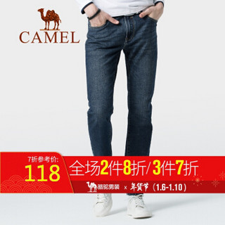 骆驼（CAMEL）男装 2019秋冬新款男士牛仔裤韩版洗水舒适休闲裤子男 D9X269383 深蓝_35