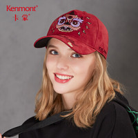 卡蒙 Kenmont km-5064复古舞狮立体刺绣棒球帽秋女士秋季时尚个性软顶鸭舌帽舒适棉 砖红色 可调节(57cm)