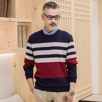 红豆旗下相思鸟 针织衫男2019秋冬新款加绒加厚衬衫领提花保暖针织假两件套头打底毛衣 灰色 185/100A