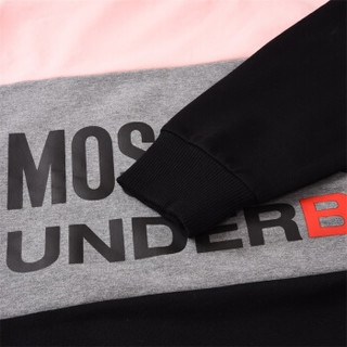 MOSCHINO UNDERWEAR 莫斯奇诺  女士粉灰黑拼色小熊系列棉质圆领套头卫衣 Z A1730 9001 1181 L码