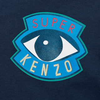 KENZO KIDS 高田贤三 奢侈品童装 19秋冬新款 男童藏蓝色棉质眼睛图案长袖T恤 KP10608 04 6A/6岁/116cm