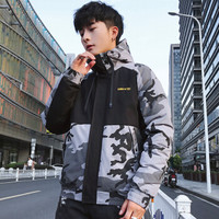 富铤 FORTEI 棉衣男装2019冬季新款保暖迷彩棉服休闲修身棉袄外套棒球领工装衣服JSWZ89015 迷彩灰 M