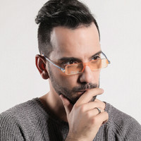 NANNINI 纳尼尼 老花镜防蓝光男女通用 无框高清便携折叠老光眼镜CP1-1151 灰色 200度(建议55-59岁)