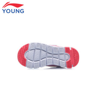 LI-NING 李宁 儿童旗舰店童鞋儿童运动鞋2020新品 经典运动休闲鞋YKAQ018-2扶桑粉/标准白27