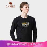 骆驼（CAMEL）男装 2019秋季新款卫衣男韩版潮流圆领长袖T恤休闲上衣服男 D9Q374368 黑色_L