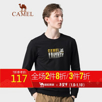 骆驼（CAMEL）男装 2019秋季新款卫衣男韩版潮流圆领长袖T恤休闲上衣服男 D9Q374368 黑色_XL