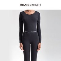螃蟹秘密女保暖内衣女士圆领修身打底情侣秋衣秋裤套装 2019秋季新品 女-本黑 XL