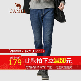 骆驼（CAMEL）男装 加绒牛仔裤男2019秋冬新款中腰直筒长裤子男 D9X269334H 蓝色32