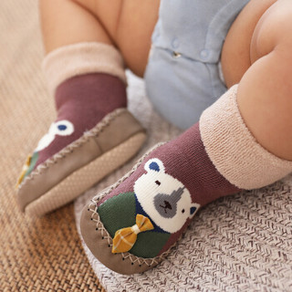 馨颂婴儿地板袜秋冬男宝宝学步鞋袜防滑毛圈袜子 深蓝 XL(18-24个月)