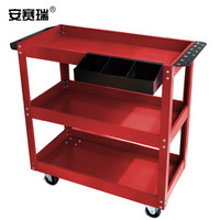 安赛瑞 三层工具车 多功能零件车五金工具收纳车 77×35.7×70cm 移动汽车工具车手推车 承重200kg 红色23875