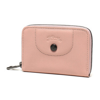 LONGCHAMP 珑骧 女士LE PLIAGE CUIR系列柔粉色羊皮卡包零钱包 3606 757 507