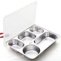 吉睿 饭盒/提锅 304不锈钢加深加厚大五格分餐快餐盘带盖套装 JR3279 防漏学生饭盒分隔餐厅单位食堂打拼盘