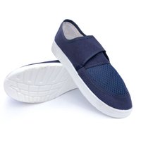 谋福 163防静电鞋加厚软底男女通用工厂车间透气工作鞋无尘网面鞋(PVC帆布网面蓝色40码 )