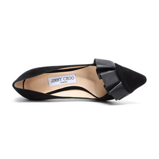 JIMMY CHOO 周仰杰 女士黑色绒面皮革尖头高跟鞋 LEENA 85 SUN 183 BLACK BLACK 39码