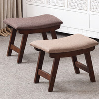 JIAYI 家逸 凳子实木创意矮凳简约换鞋凳 布艺沙发凳  深咖啡色