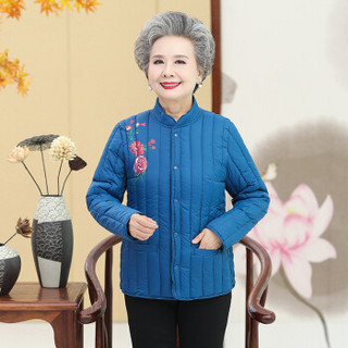 丽乔 2019冬季女装新款棉服奶奶装中老年人棉袄60岁70老人衣服 MMTH3465 蓝色 XL