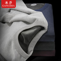 港莎 保暖内衣男加绒加厚套装圆领修身透气德绒保暖大码秋衣秋裤 深麻灰 L