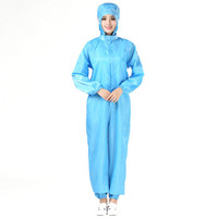 久臻 91013 防尘防静电服净化服洁净服 食品车间洁净连体服 防静电连体防护服 无尘服 蓝色 M165
