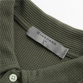 佐丹奴（Giordano） POLO衫 男polo衫秋冬加厚华夫格POLO衫男士高端保罗衫01019783  58甲虫绿色 加大码