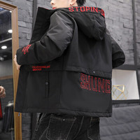 富铤 棉衣男2019冬季新款时尚棉服休闲百搭面包服连帽青年棉袄外套男 BL9951 黑色 M