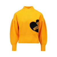 LOVE MOSCHINO 莫斯奇诺 黄色心形图案logo标泡泡袖毛衣 W S G85 20 X 9001 I84 44 女款