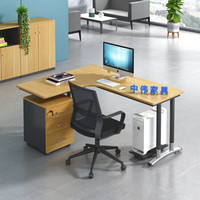 中伟办公桌电脑桌现代简约职员桌员工桌简易书桌单人桌不含椅子浅胡桃色180*100*74cm