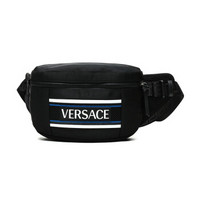 VERSACE 范思哲 奢侈品 男士黑色LOGO字母图案织物腰包胸包斜挎包 DFB7096 DNYNV D41P