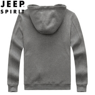 吉普 JEEP 2019秋季新品运动连帽休闲卫衣男中青年舒适保暖时尚轻便开衫外套 PA9698 灰色 M