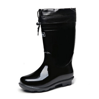 WARRIOR 回力 雨鞋 男式中高筒防水户外加绒棉雨靴套鞋 HXL838 黑色中筒加绒 44
