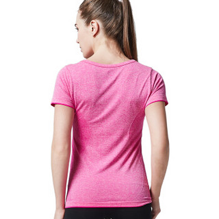 帕兰朵（PLANDOO）女士运动T恤女训练短袖T恤健身弹力跑步修身速干透气瑜伽服上衣女 梅红S码