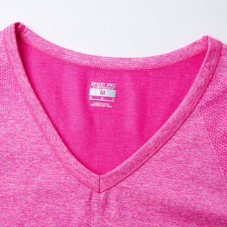 帕兰朵（PLANDOO）女士运动T恤女训练短袖T恤健身弹力跑步修身速干透气瑜伽服上衣女 梅红S码