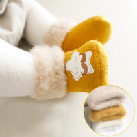 馨颂婴儿袜子三双装加厚保暖冬季宝宝袜子儿童毛绒卡通袜套装 R013F1 黄色+米色+白色 12-14(S)(0-6个月)