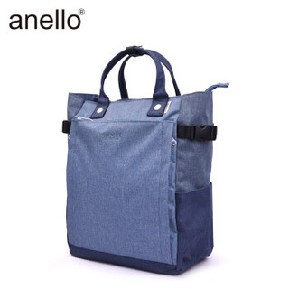 anello 时尚高密手提两用双肩背包女电脑包男C2651 牛仔蓝拼接