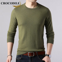 鳄鱼恤（CROCODILE）羊毛衫 男士2019秋冬时尚潮流休闲修身圆领套头毛衣 721-1-X6502-1 咸菜绿 170/110