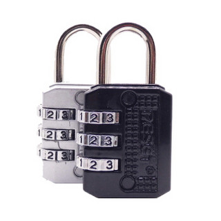 锐赛特（RESET）RST-071 3位密码锁 箱包锁储物柜健身房挂锁 迷你彩色密码锁挂锁  黑银组合2把装
