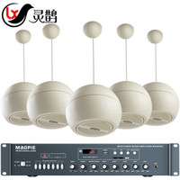 灵鹊 MS3025U吊球音响喇叭吊挂音箱套装 定阻定压蓝牙功放背景音乐公共广播系统店铺商场 （同轴高低音）1拖5