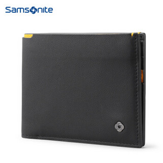 Samsonite/新秀丽男士横款钱夹时尚短款两折皮夹多功能牛皮钱包 TM5 黑色