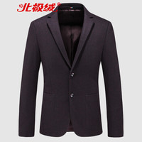 北极绒(Bejirong)羊毛西服男 2019秋冬新款男士商务休闲加厚羊毛呢小西装中山装 D216-8885 酒红色 XL