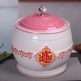 浩雅景德镇陶瓷米缸米桶厨房家用多功能带盖储物缸20斤装招财进宝