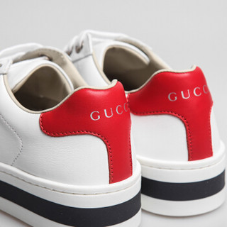 GUCCI 古驰 儿童ACE系列白色皮革厚底运动鞋 526158 CPW60 9065 31码